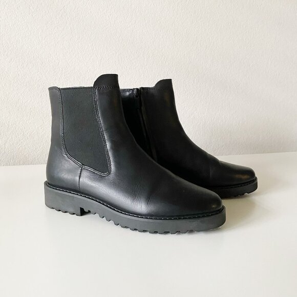 Franco Sarto Women's Carian Leather Block Heel Ankle Boots Lug Sole Size 8.5 - Picture 2 of 14